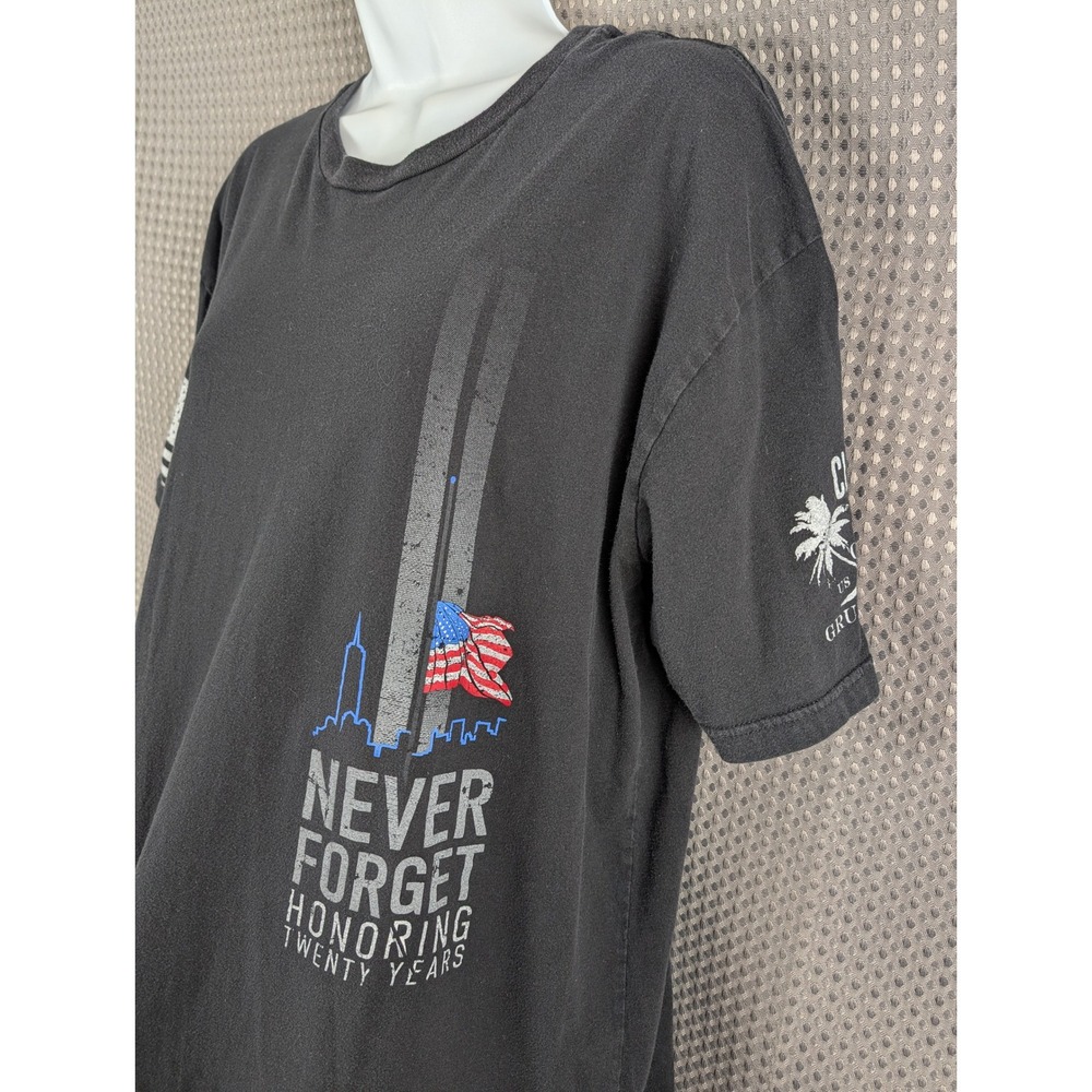 Grunt Style Never Forget T Shirt Mens XL Black Patriotic 9/11 Graphic USA Flag